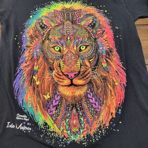 Cancun Isla Mujeres Graphic SS Tee Black Light Sensitive Lion - Size Small
